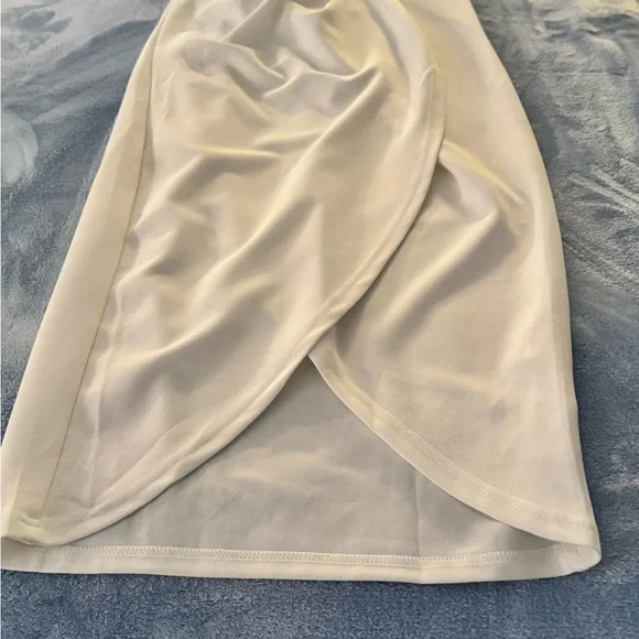 PrettyGarden Cream Asymmetrical Wrap Pencil Skirt Women’s Small NWT Midi - Picture 11 of 12